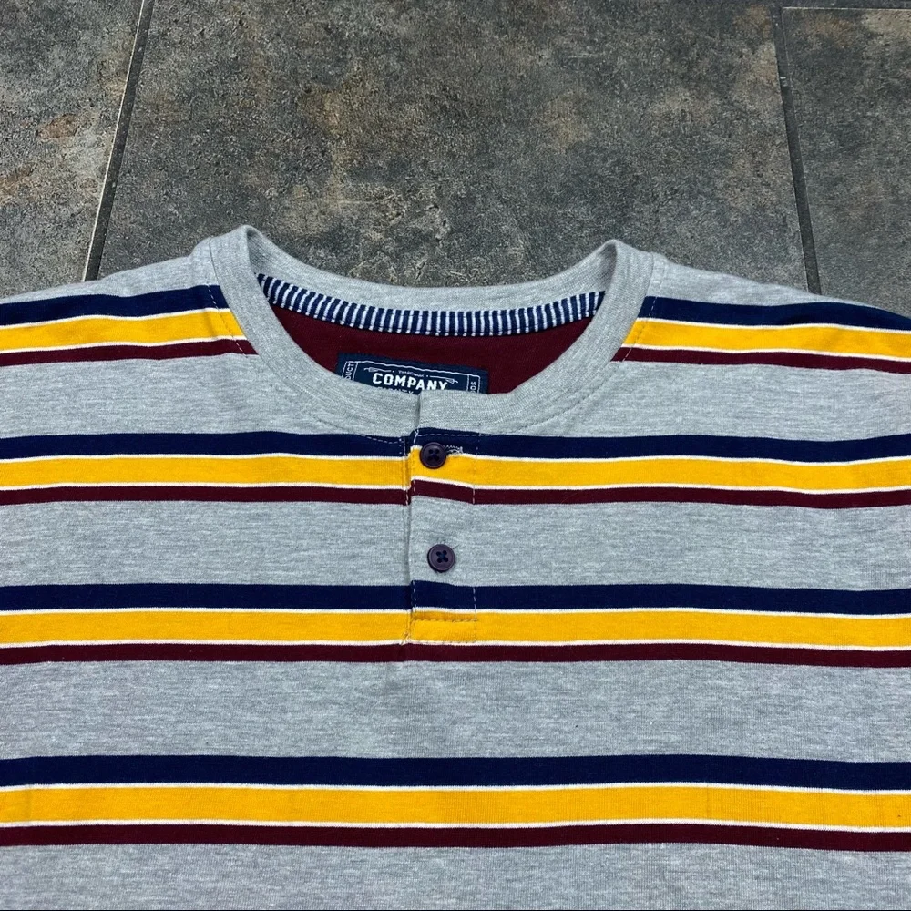 NEW! Men’s Company 81 Long Sleeve Striped Henley T-Shirt Size XL W/Tags - Picture 2 of 4